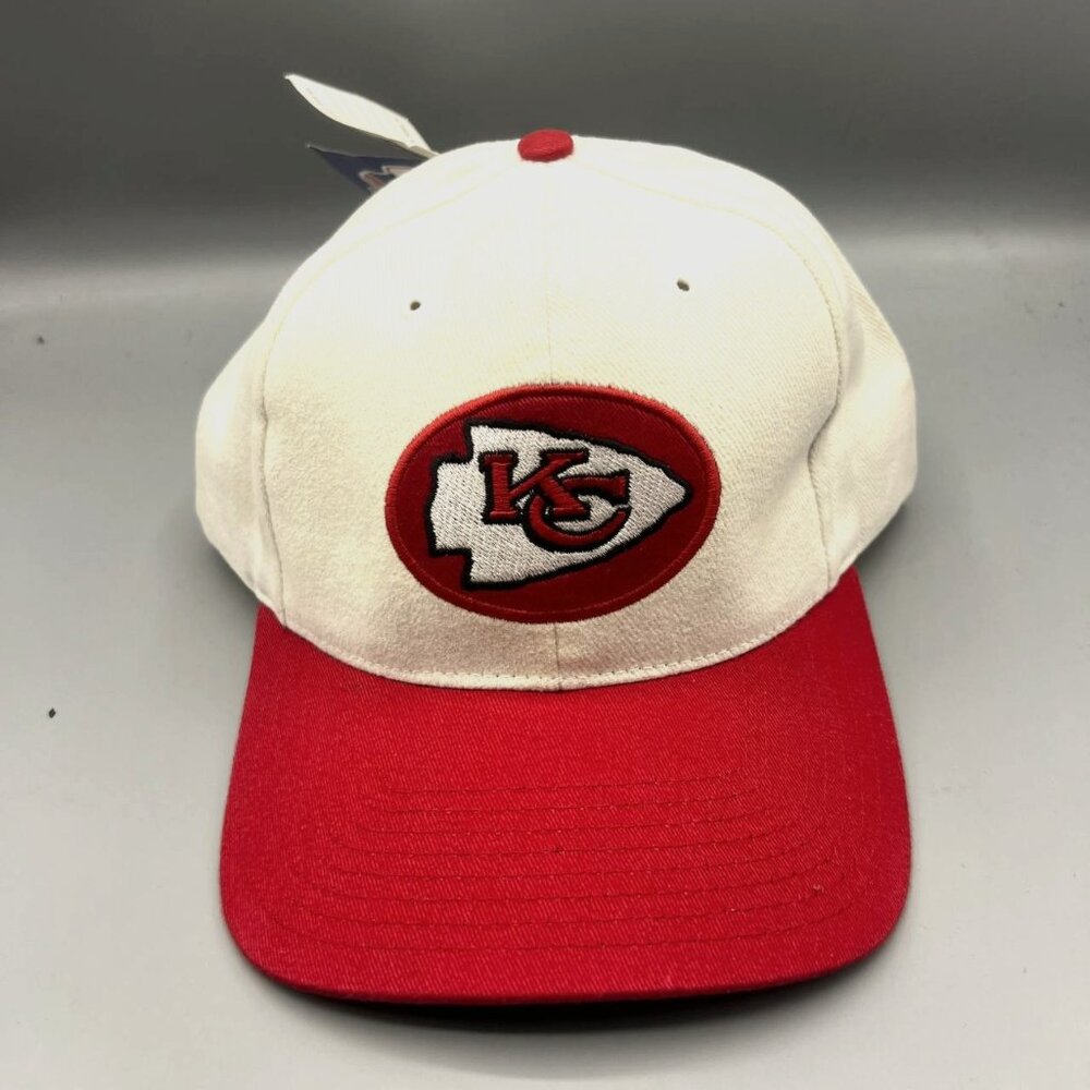 Vintage Kansas City Chiefs Hat Men White Twins Enterprise NFL Strap Back Cap New
